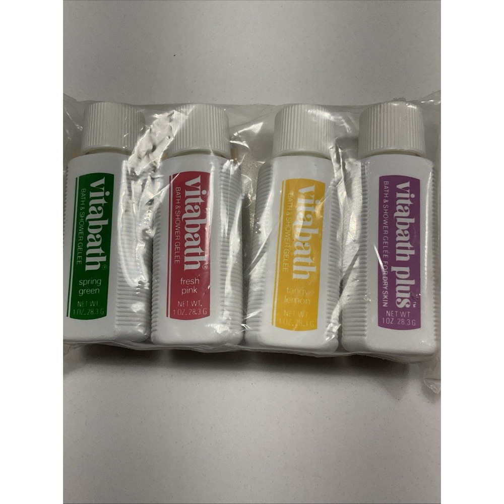 NOS Vitabath Bath & Shower Gelee 4 pc travel set green pink lemon dry skin